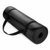 15mm thick yoga mat pad nbr nonslip exercise fitness pilate gym durable black Rolled black yoga mat with carry strap
