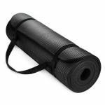 15mm thick yoga mat pad nbr nonslip exercise fitness pilate gym durable black Rolled black yoga mat with carry strap