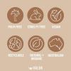 Sustainability icons: palm free, vegan, Australian made