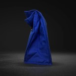 Blue reusable fabric bag on dark background