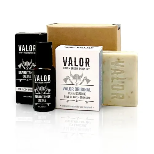 Valor beard tamer and olive oil soap set