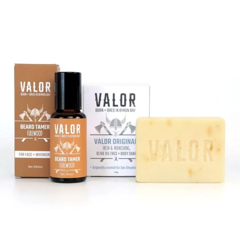 Valor beard tamer and olive oil soap
