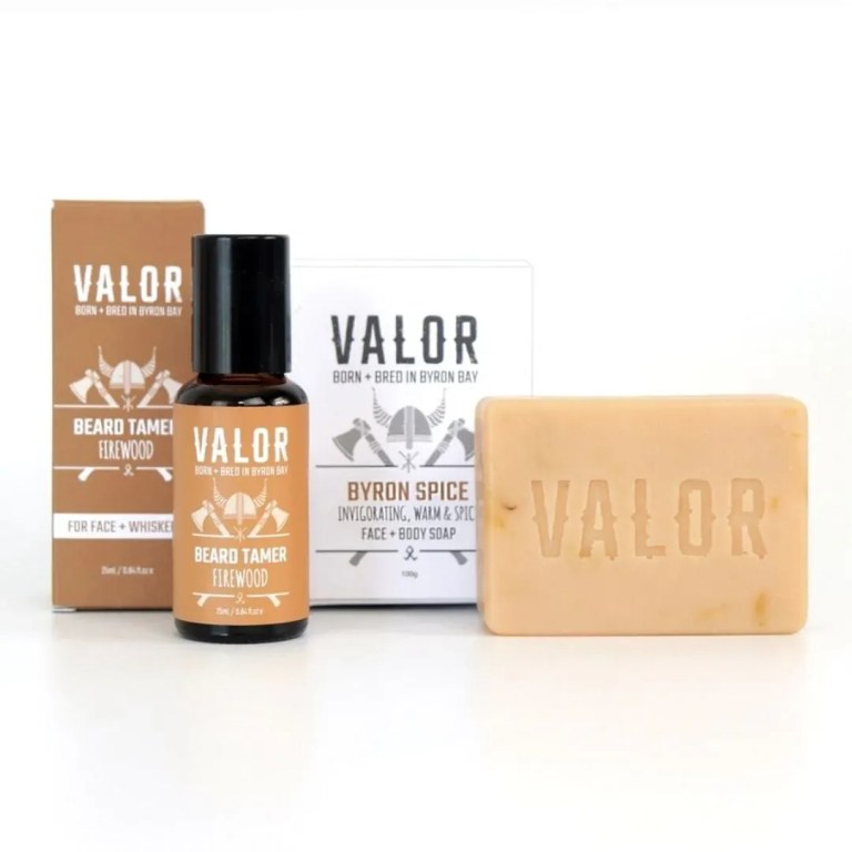 Valor beard oil and Byron Spice soap