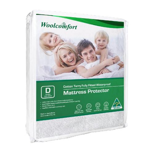 Woolcomfort waterproof cotton terry mattress protector packaging