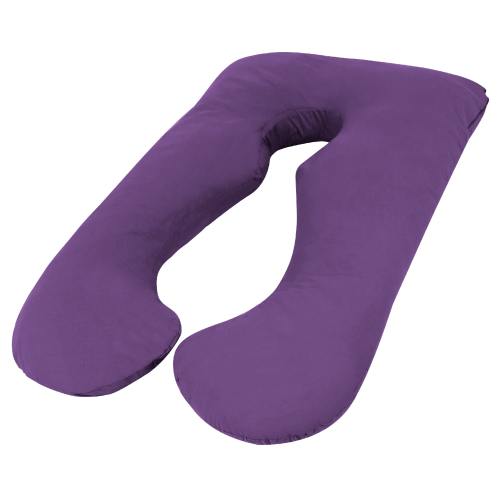 Purple U-shaped pregnancy support pillow