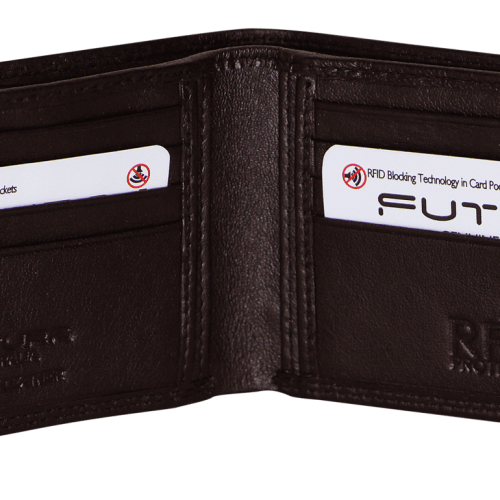 v563 00183l brown 167446 00.png Open brown leather wallet with RFID card slots