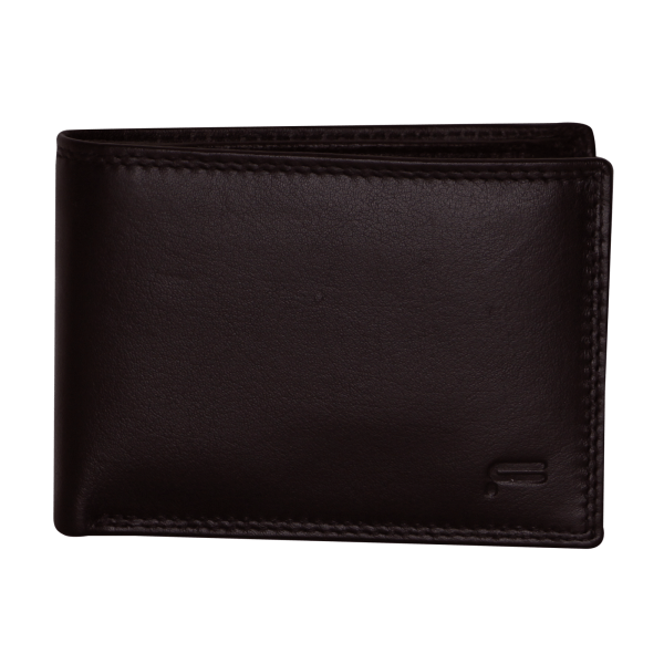 Dark brown leather bi-fold wallet