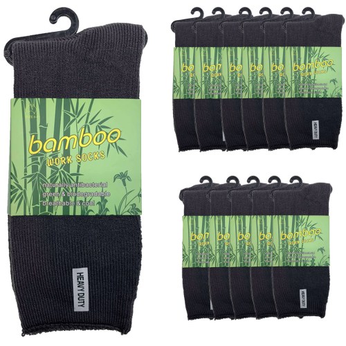 Black bamboo heavy duty work socks multipack