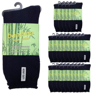Black bamboo heavy duty work socks multipack