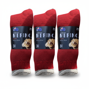 Three red merino wool sock packs