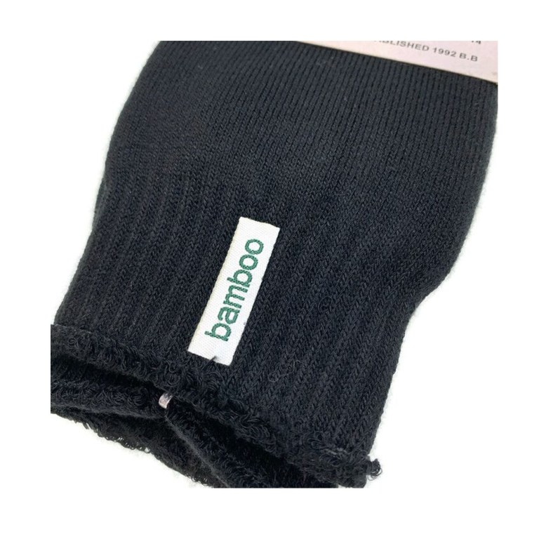 Black ribbed wrist sleeve with bamboo label