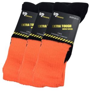 Three pairs hi-vis orange work socks