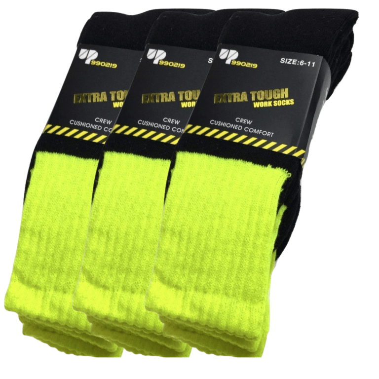Three pairs hi-vis extra tough work socks