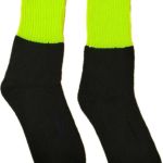Black socks with neon yellow ribbed cuffs