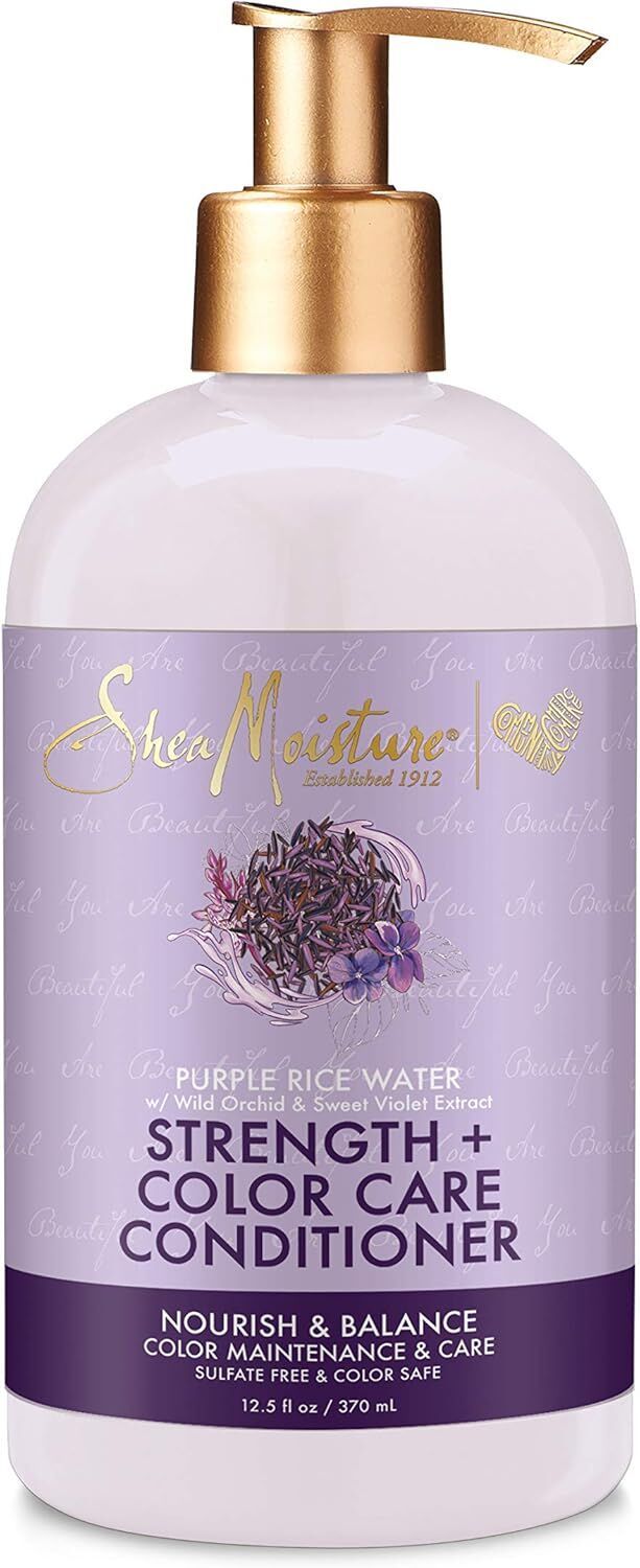 shea moisture purple rice water strength + color care conditioner 370ml 1260 gram SheaMoisture Purple Rice Water conditioner bottle with pump