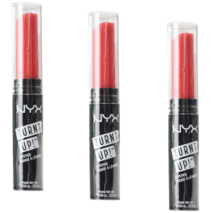 Three NYX Turnt Up red lipsticks