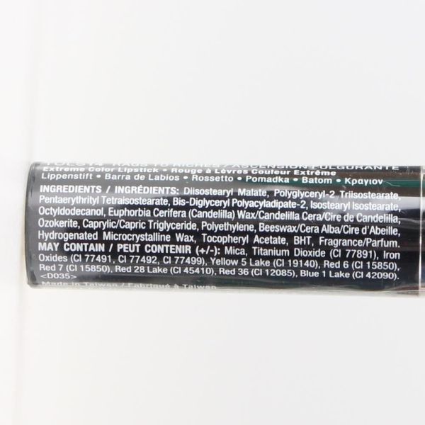 3pcs nyx professional makeup 2.5g turnt up lipstick 14 rags to riches Close-up of lipstick ingredients label on tube