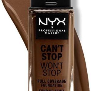 NYX full coverage foundation bottle with shade swatch