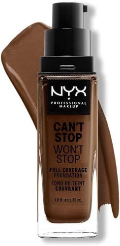 NYX full coverage foundation bottle with shade swatch