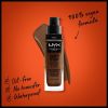 nyx professional makeup can't stop won't stop full coverage liquid foundation 22 deep cool NYX full coverage foundation on orange background