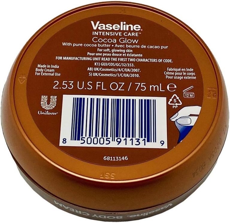 vaseline intensive care cocoa body cream 75ml Vaseline Cocoa Glow body cream jar base