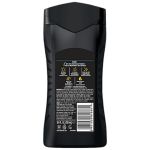 Back of black body wash bottle
