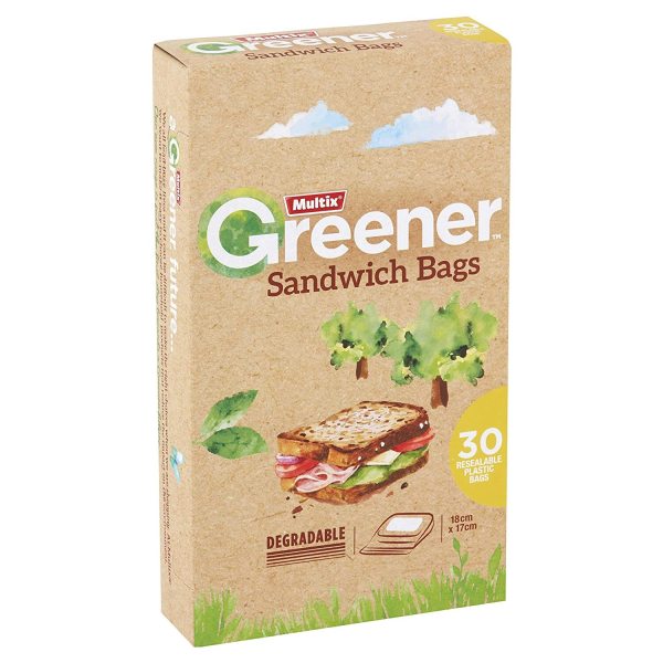 multix degradable sandwich bags 18cm x 17cm 1 pack of 30 Box of Multix Greener sandwich bags, 30 pack