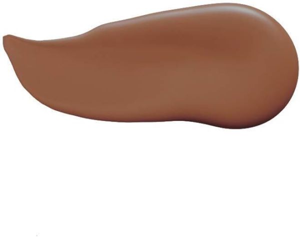Brown cosmetic foundation swatch on white background