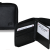 futura mens zip around leather wallet rfid gift black Black leather zip-around wallet with card slots