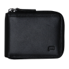 futura mens zip around leather wallet rfid gift black Black leather zip-around wallet on white background