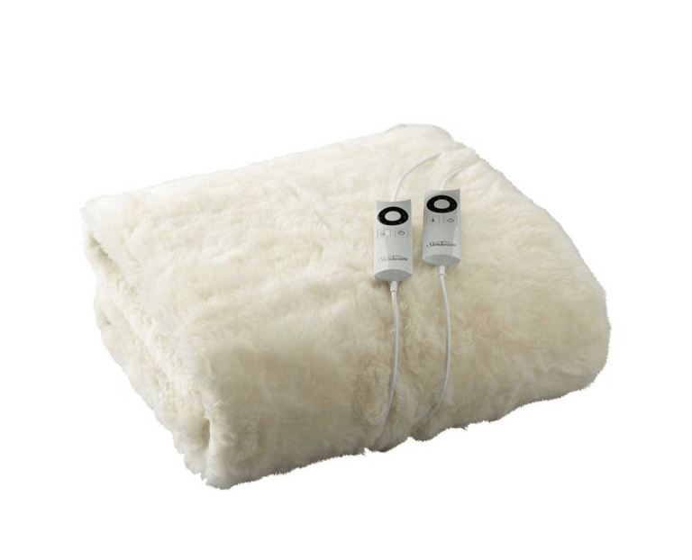 sunbeam sleep perfect super king bed wool fleece heated blanket Cream electric heated blanket with dual controllers