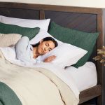 sunbeam sleep perfect super king bed wool fleece heated blanket Woman sleeping peacefully in neatly made bed