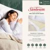 sunbeam sleep perfect super king bed wool fleece heated blanket Sunbeam wool fleece electric blanket packaging with sleeping woman