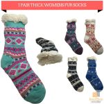 Thick women’s fleece-lined winter socks in assorted patterns