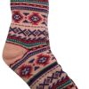1 pair ladies thick fur bed socks womens soft work fluffy slipper non slip one size Pink patterned winter sock with fleece cuff