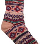 Pink patterned winter sock with fleece cuff