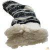 1 pair ladies thick fur bed socks womens soft work fluffy slipper non slip one size Black and white knit slipper with fleece lining