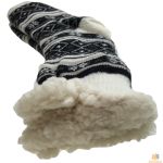 Black and white knit slipper with fleece lining