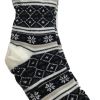 1 pair ladies thick fur bed socks womens soft work fluffy slipper non slip one size Black and white Nordic patterned winter sock