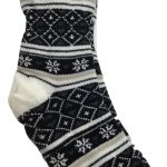 Black and white Nordic patterned winter sock