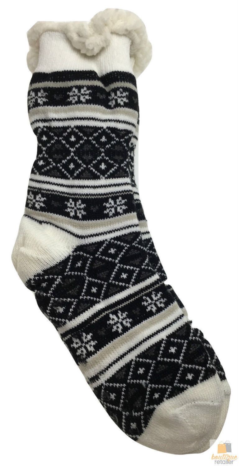 Black and white Nordic patterned winter sock