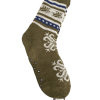 Olive patterned slipper sock with grip sole