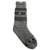 Grey patterned knit sock with non-slip sole