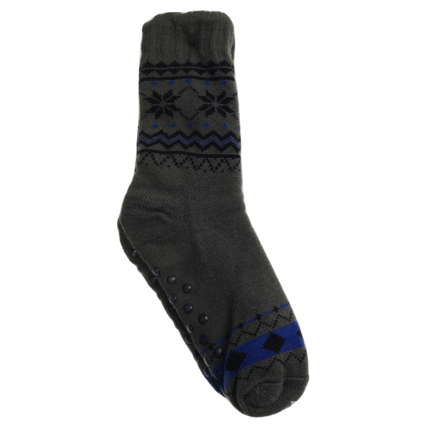 Grey patterned non-slip winter sock