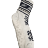 White patterned sock with non-slip grip dots