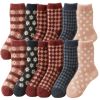 12 pairs womens angora wool socks extra warm winter thermal soft ski Assorted fluffy patterned socks in autumn colours
