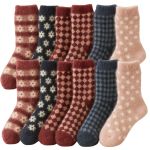 Assorted fluffy patterned socks in autumn colours
