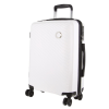 White hard-shell suitcase with wheels and handle