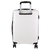 White hard-shell suitcase with telescopic handle and wheels