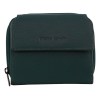 pierre cardin leather ladies tri fold tab zip around wallet zirkon Dark green leather wallet with flap and zipper